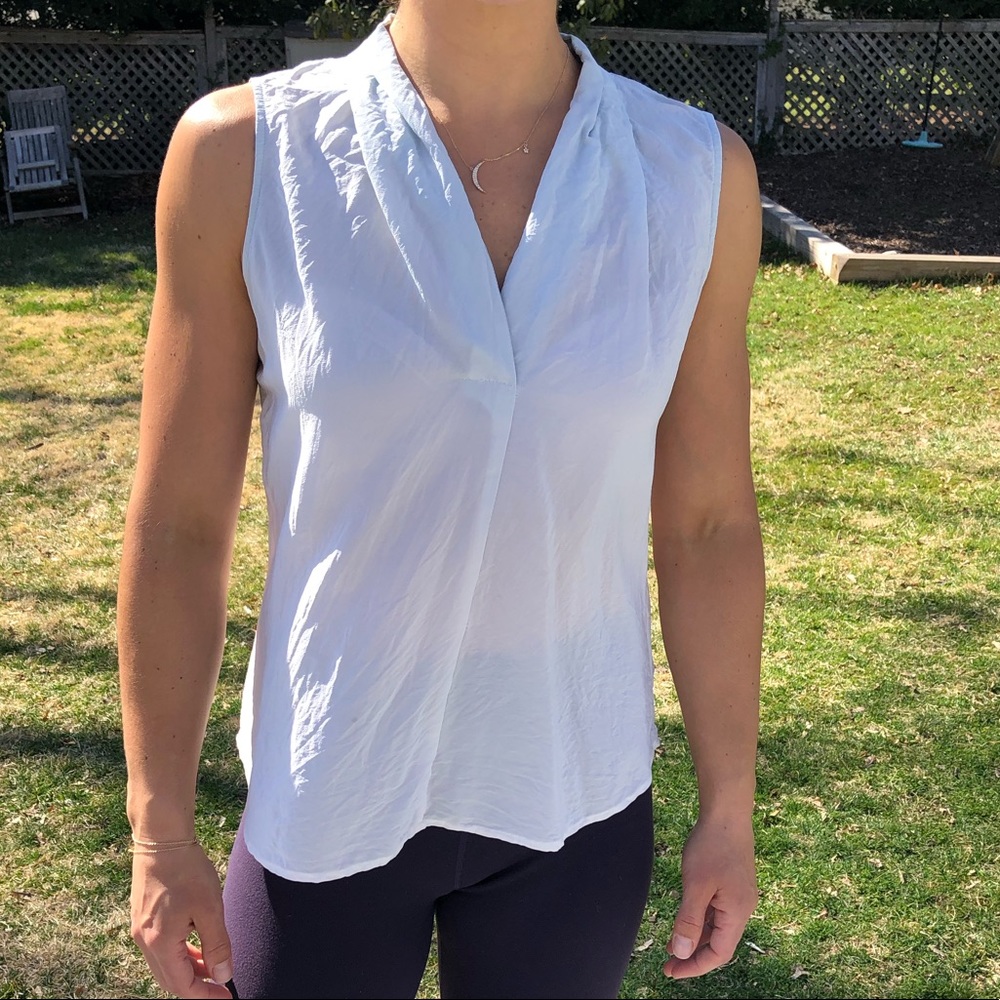 Blue: white ombré silk tank